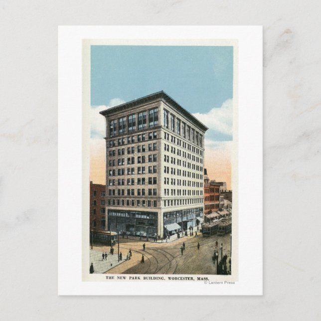 Exterior View of the New Park Building Postcard (Front)