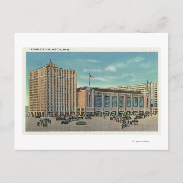 Exterior View of the North Station Postcard (Front)