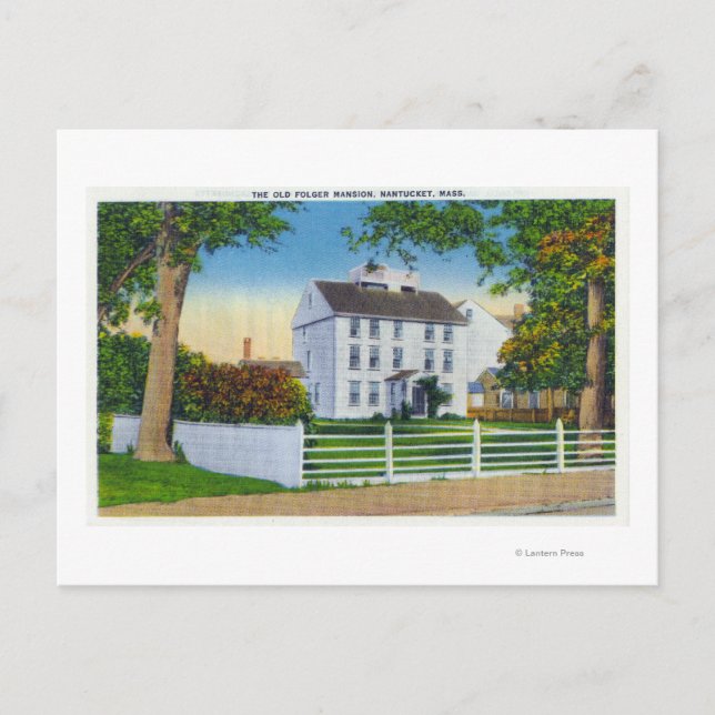 Exterior View of the Old Folger Mansion Postcard (Front)
