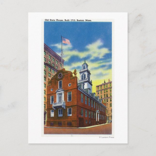 Exterior View of the Old State House Postcard (Front)