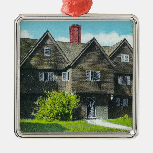 Exterior View of the Old Witch House Metal Ornament (Front)
