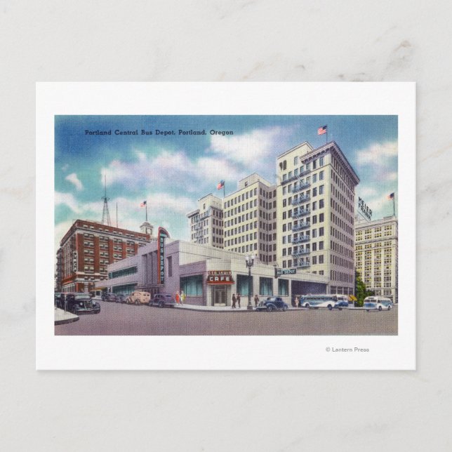 Exterior View of the Portland Central Bus Postcard (Front)