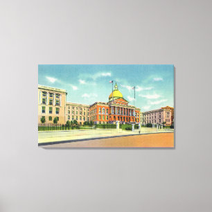 Exterior View of the State House on Beacon Canvas Print