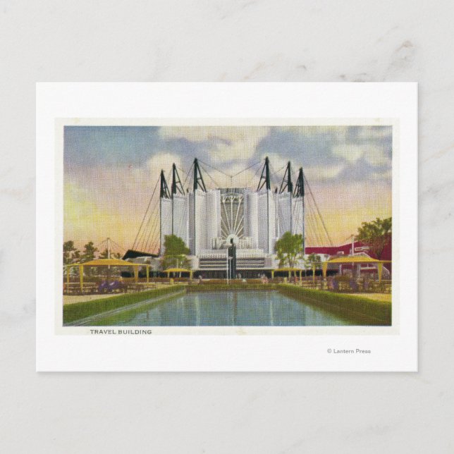 Exterior View of the Travel Building Postcard (Front)
