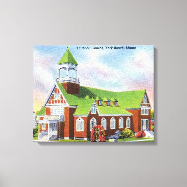 Exterior View of the York Beach Catholic Canvas Print (Front)