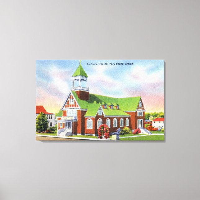 Exterior View of the York Beach Catholic Canvas Print (Front)