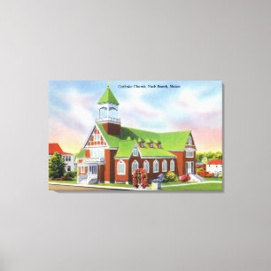 Exterior View of the York Beach Catholic Canvas Print