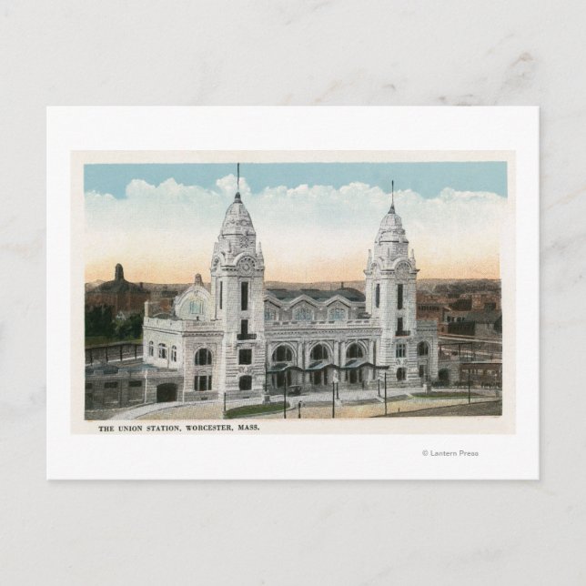 Exterior View of Union Station Postcard (Front)