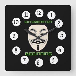 EXTERMINATION BEGINING SQUARE WALL CLOCK