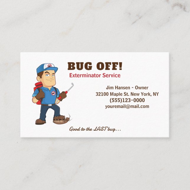 Exterminator Bug and Pest Control Service Business Card (Front)