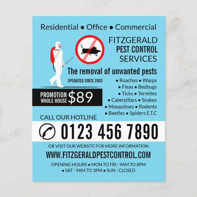 Exterminator Design, Pest Control Advertising Flyer (Front)