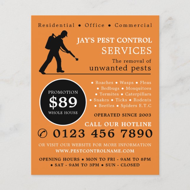 Exterminator, Pest Control Advertising Flyer (Front)