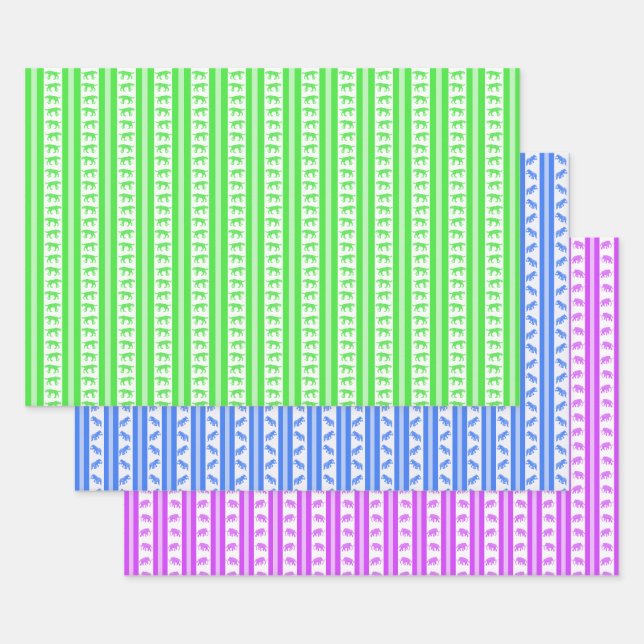 Extinct Animals in Neon Wrapping Paper (Set)