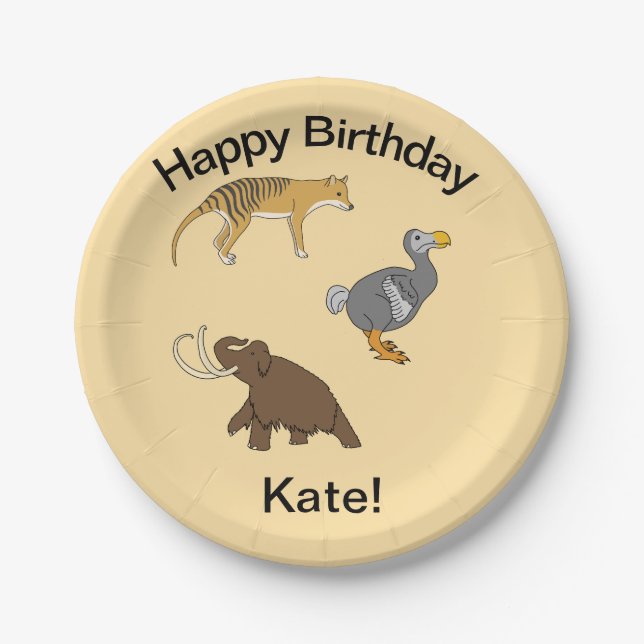 Extinct Animals  Paper Plate (Front)