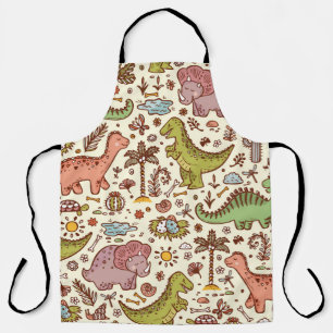 Extinct animals. Prehistoric Reptiles. Cute Cartoo Apron