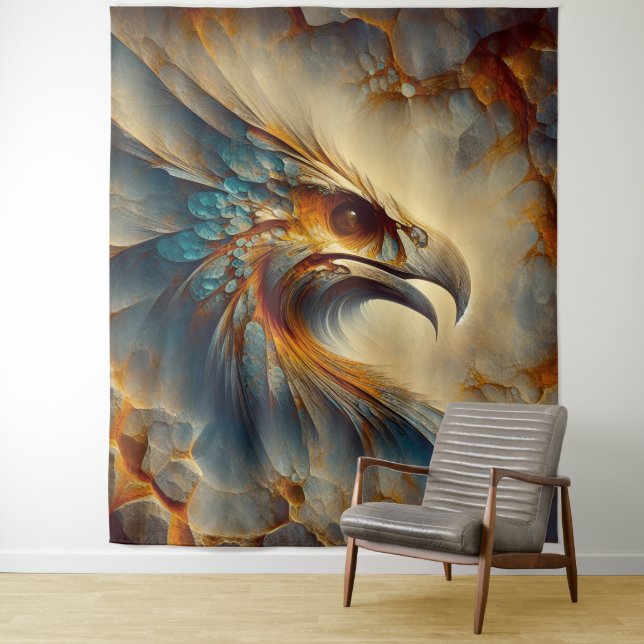 Extinct Bird's Head 1 - Watercolor Tapestry (In Situ)