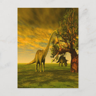 extinct brontosaurus dinosaur postcard