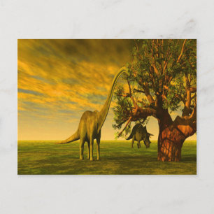 extinct brontosaurus dinosaur postcard