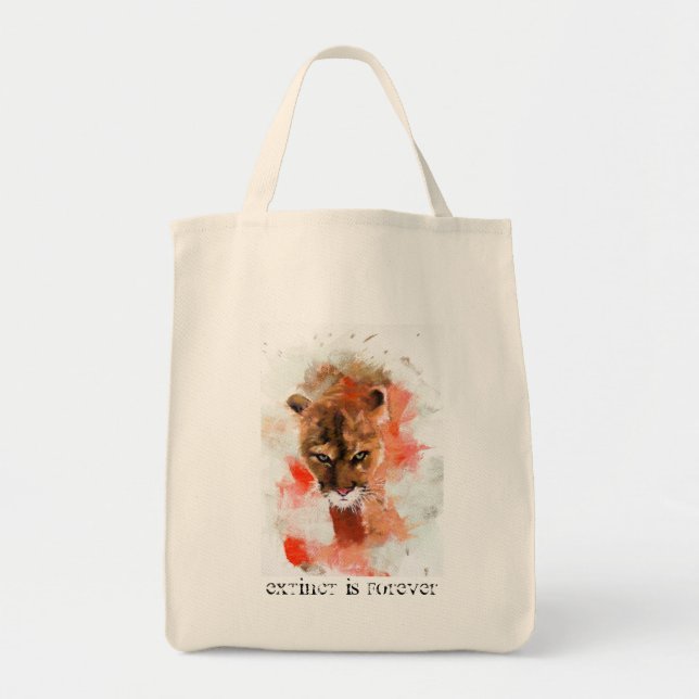 extinct is forever - cougar tote bag (Front)