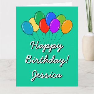 Extra BIG Birthday card with coloured balloons