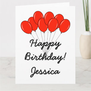 Extra BIG Birthday greeting card with red balloons