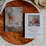 Extra Cheer Christmas Birth Announcement<br><div class="desc">Retro style Christmas birth announcement card featuring typography that says "extra cheer this year" with a heart. This is a birth announcement card for the holiday seasons! Add your photos,  birth stats,  and a message! Vertical photo works best on the front.</div>