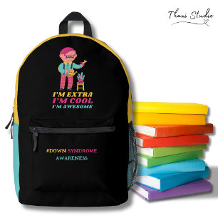 Extra Cool Awesome Boy Down Syndrome Awareness Day Printed Backpack