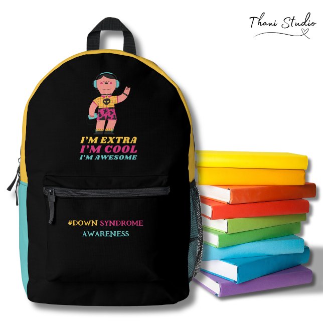 Extra Cool Awesome Girl Down Syndrome Awareness Printed Backpack (Creator Uploaded)