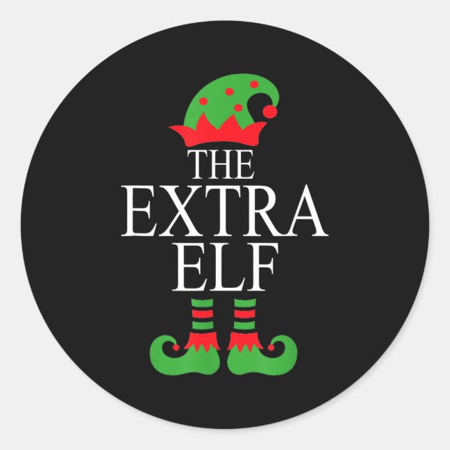 Extra Elf Family Matching Christmas Group Pajama M Classic Round Sticker (Front)