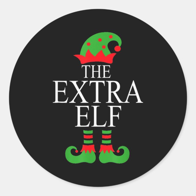 Extra Elf Family Matching Christmas Group Pajama M Classic Round Sticker (Front)