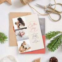 Extra Joy Photo Red Holiday Birth Announcement