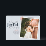 Extra Joyful Blue Pregnancy Announcement Photo<br><div class="desc">A modern holiday card with a  message that reads "We are extra joyful this Christmas" perfect to announce your family's pregnancy. 
Personalize with your names,  favourite picture,  and a short message. 

Colour Blue
Image by Jessica Rockowits on Unsplash</div>