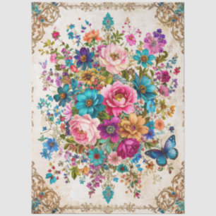 Extra Large Baroque Colourful Florals Decoupage Tissue Paper
