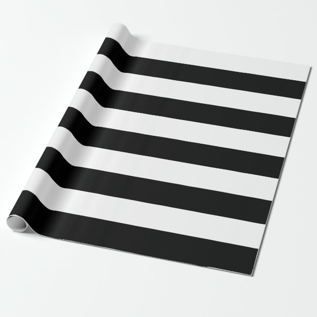 Extra Large Black and White Stripes Wrapping Paper (Unrolled)