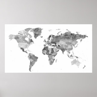 Extra-large Black and white World Map Posster Poster