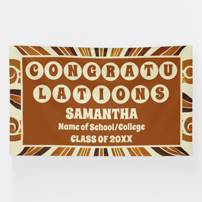 Extra Large Boho Retro Groovy 2025 Graduation Banner (Horizontal)