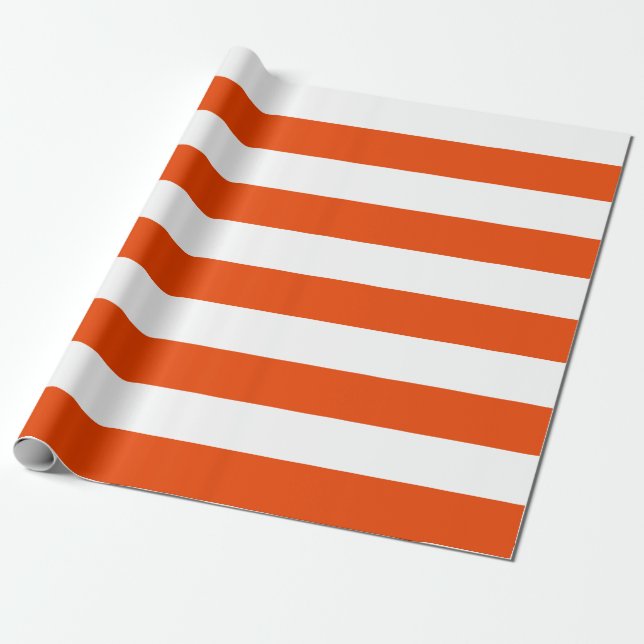 Extra Large Bright Orange and White Stripes Wrapping Paper (Unrolled)