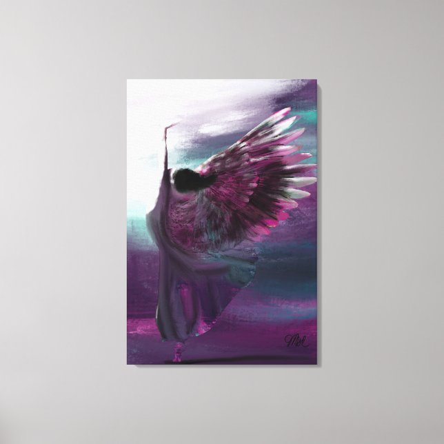 Extra Large Christian Abstract Angel Purple Canvas Print (Front)
