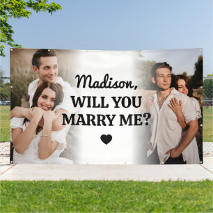 Extra Large Custom 2 Photo Marriage Proposal Vinyl Banner