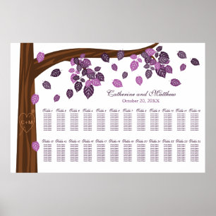 Extra Large Eggplant Autumn Wedding Seating Chart