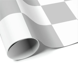 Extra Large Grey and White Checks Wrapping Paper