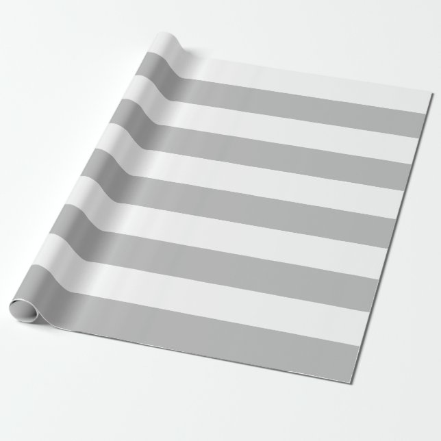 Extra Large Grey and White Stripes Wrapping Paper (Unrolled)