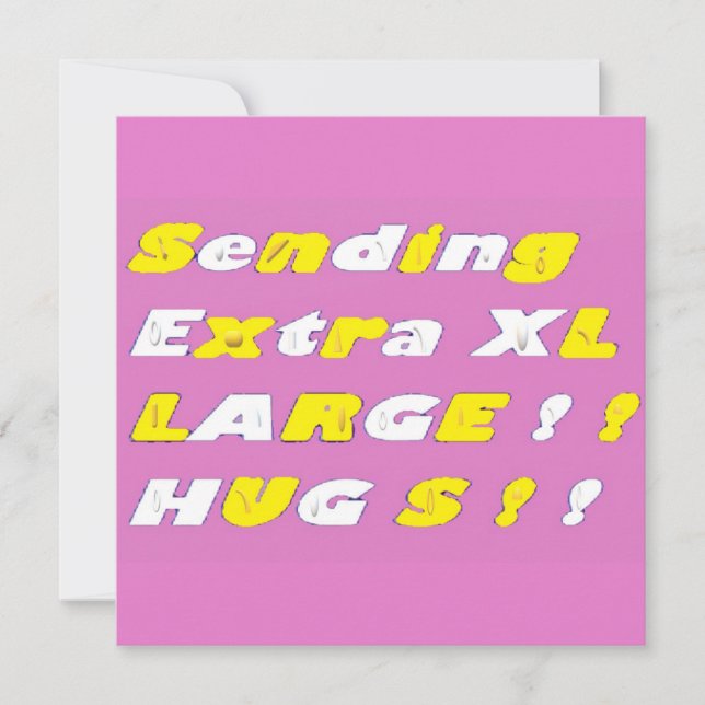 Extra Large Hugs design pink yellow white graphics Card (Front)