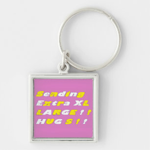 Extra Large Hugs design pink yellow white graphics Keychain