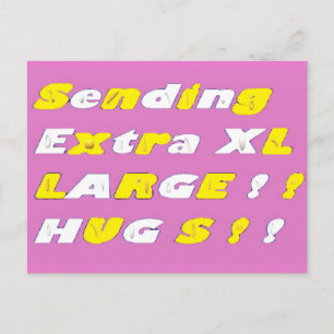 Extra Large Hugs design pink yellow white graphics Postcard