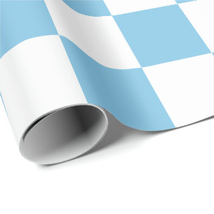 Extra Large Light Blue and White Checks Wrapping Paper