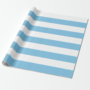 Extra Large Light Blue and White Stripes Wrapping Paper