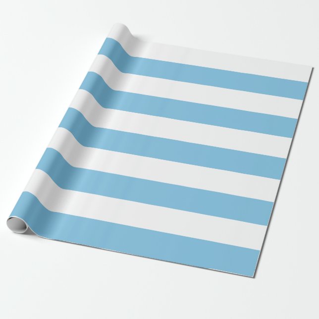 Extra Large Light Blue and White Stripes Wrapping Paper (Unrolled)