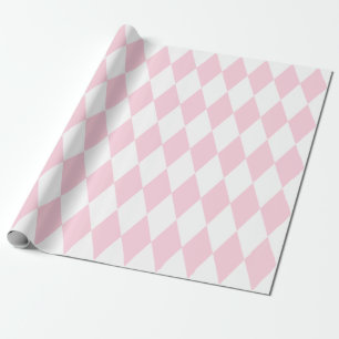 Extra Large Light Pink and White Harlequin Wrapping Paper