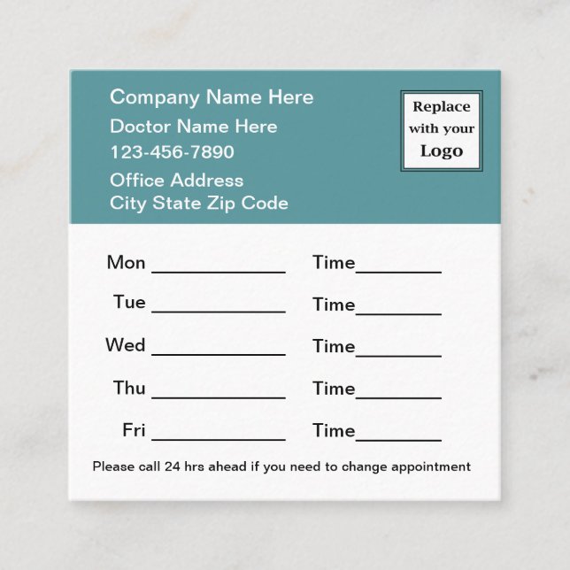 Extra Large Medical Appointment Cards Vertical  (Front)